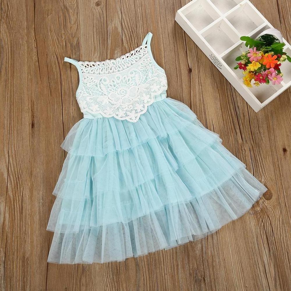 Lace Tulle Dress for Girls  Birthday Princess Outfits Child Costume Kids Cake Smash Beach Floral Dresses Baby Girl Clothing