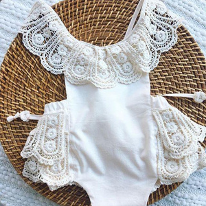 New Cute Newborn Infant Baby Girls Romper Jumpsuit Tutu Lace Ruffle White Backless Princess Dress Baby romper