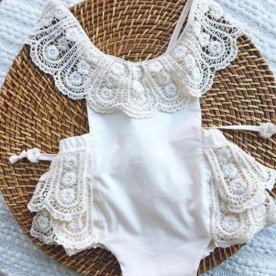 New Cute Newborn Infant Baby Girls Romper Jumpsuit Tutu Lace Ruffle White Backless Princess Dress Baby romper