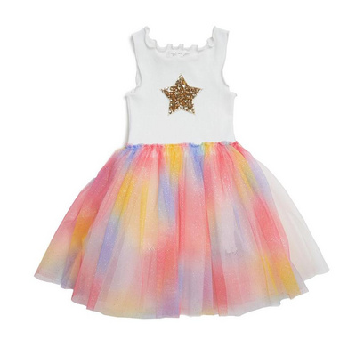 Baby Girls Unicorn Princess Tutu Dress Flower Girls Rainbow dress Birthday Party Costume Children Summer Tulle Star dress