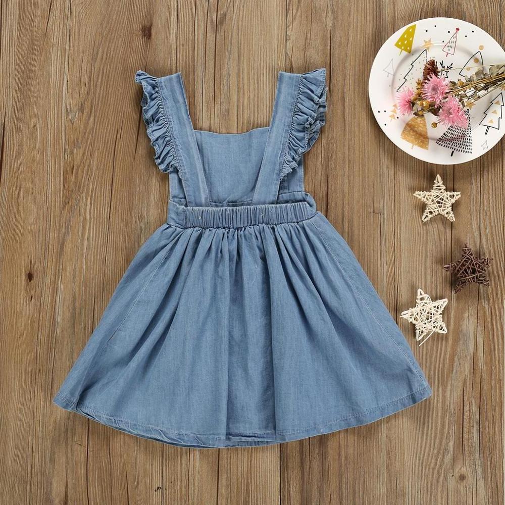 Baby Girl Clothes Dresses Toddler Baby Kids Girls Solid Fly Sleeve  Denim Princess Dresses summer denim Clothes