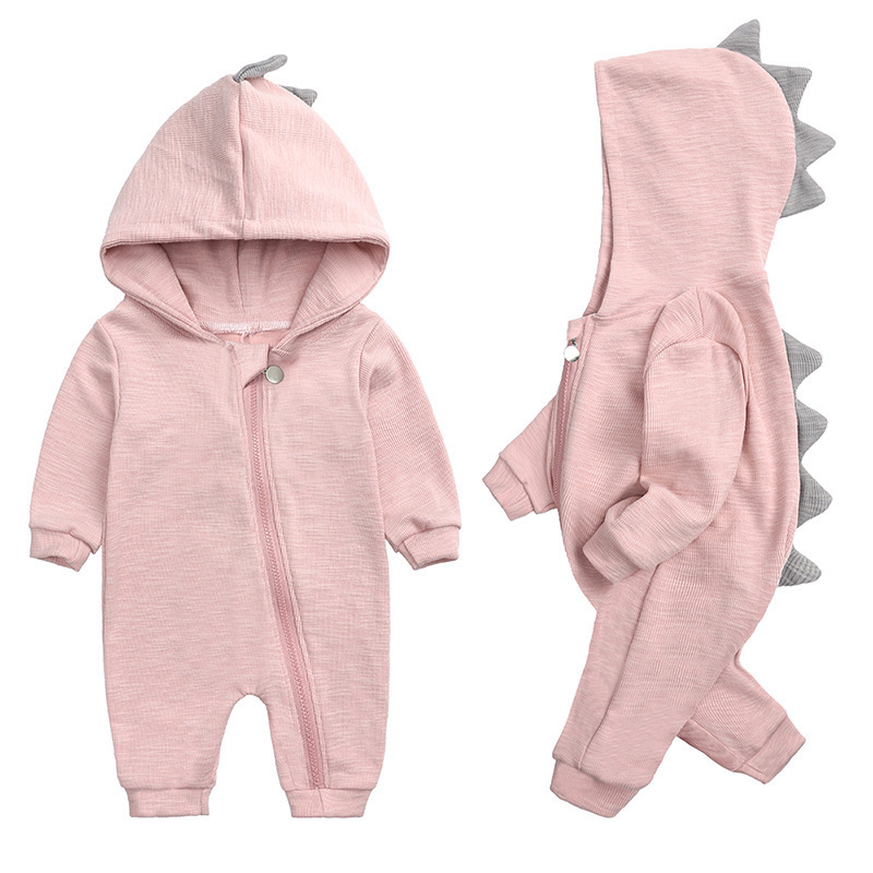 New infants dinosaur hooded cotton jumpsuit for boys and girls long-sleeved cartoon rompers baby jumpsuit