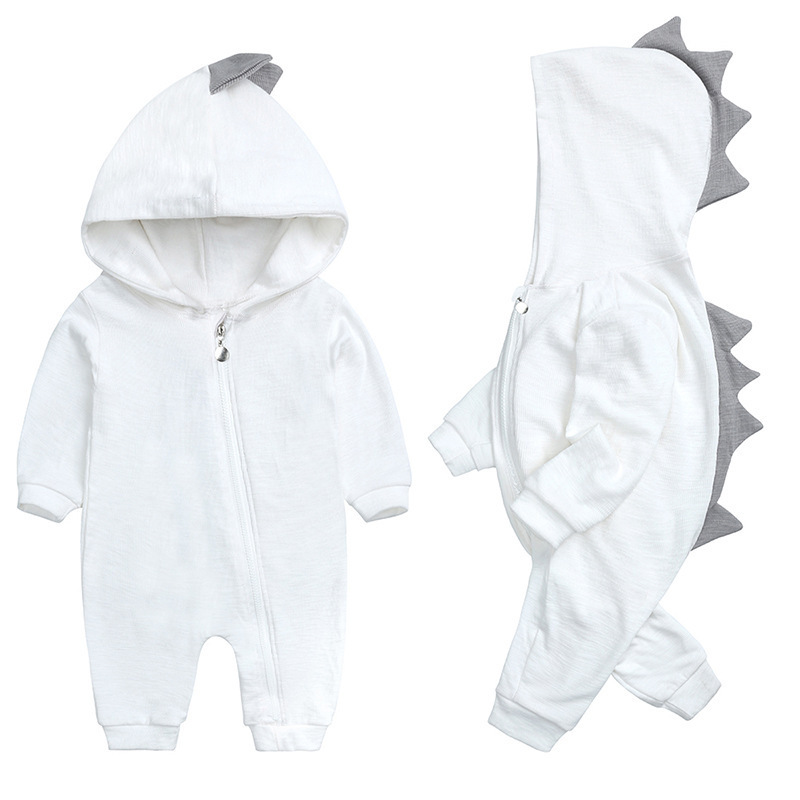 New infants dinosaur hooded cotton jumpsuit for boys and girls long-sleeved cartoon rompers baby jumpsuit