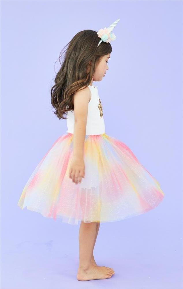 Baby Girls Unicorn Princess Tutu Dress Flower Girls Rainbow dress Birthday Party Costume Children Summer Tulle Star dress