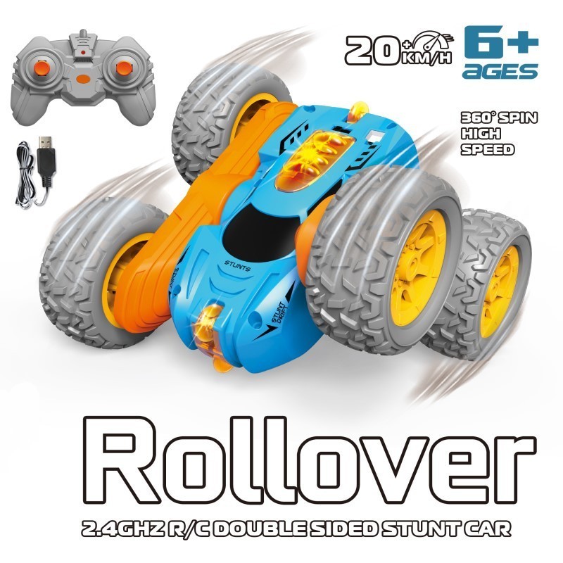 All Terrain Tires Toy Vehicles Small RC Car 360 Rotation Rolling Remote Control Car Off-road Mini RC Stunt Car Toys For Kids 