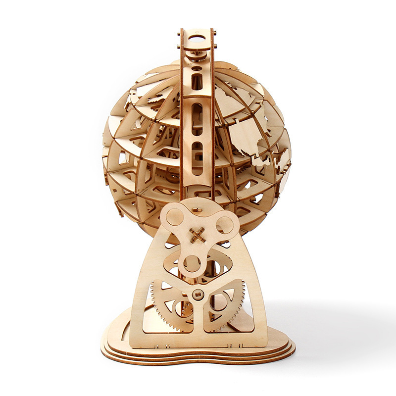 Creative Mechanical Diy 3d Globe Wooden Puzzle Game Toy Gift Children Adult Hand Grasping Puzzle