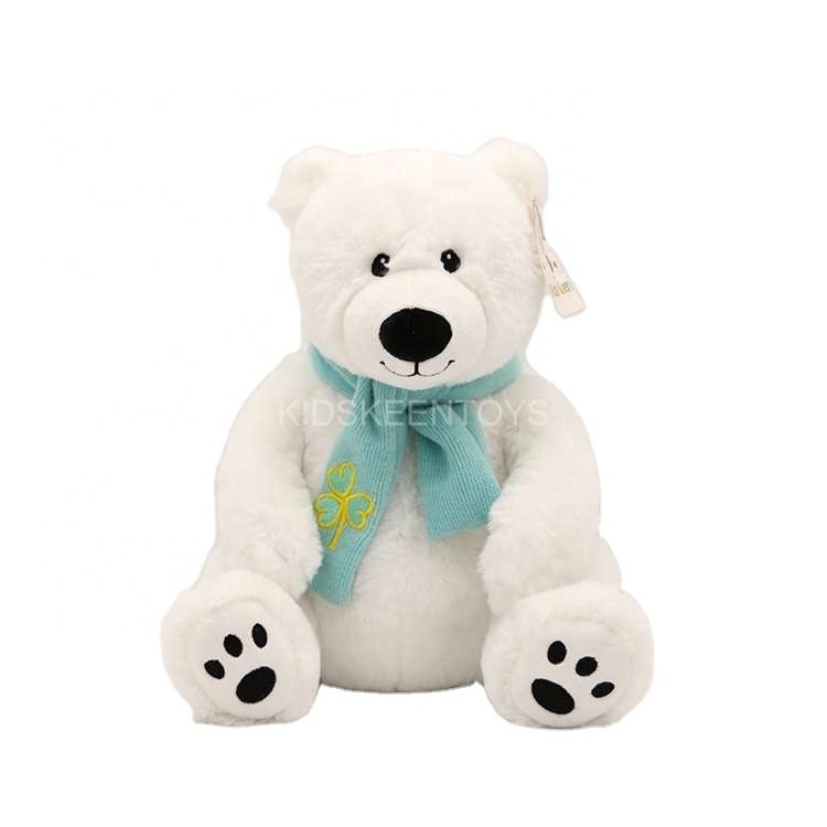 Finest Price Factory Directly Supply Polar White Bear Animal Plush Toys With Scarf