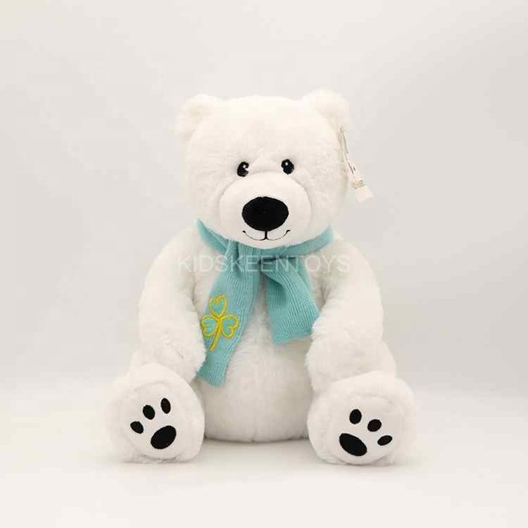 Finest Price Factory Directly Supply Polar White Bear Animal Plush Toys With Scarf