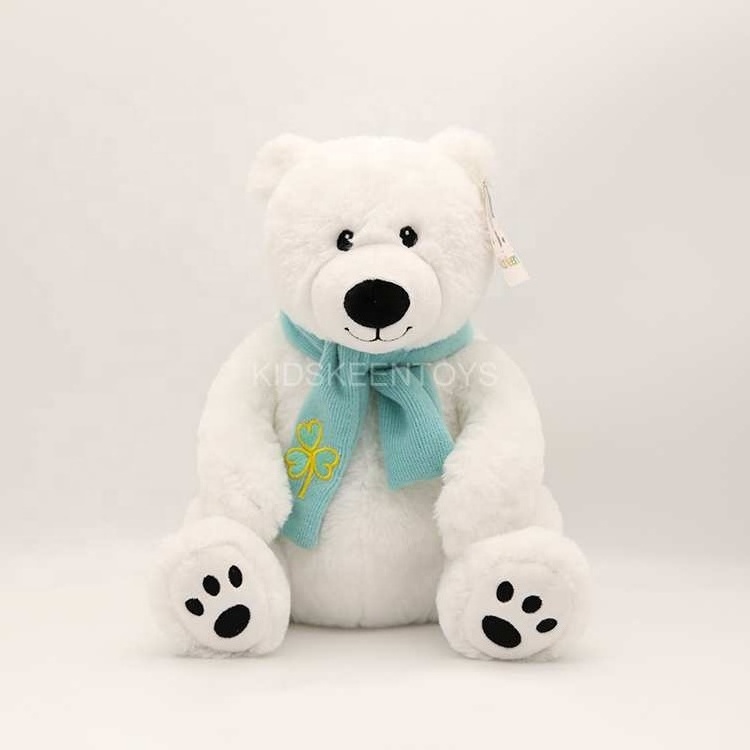 Finest Price Factory Directly Supply Polar White Bear Animal Plush Toys With Scarf