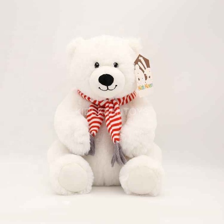 Finest Price Factory Directly Supply Polar White Bear Animal Plush Toys With Scarf