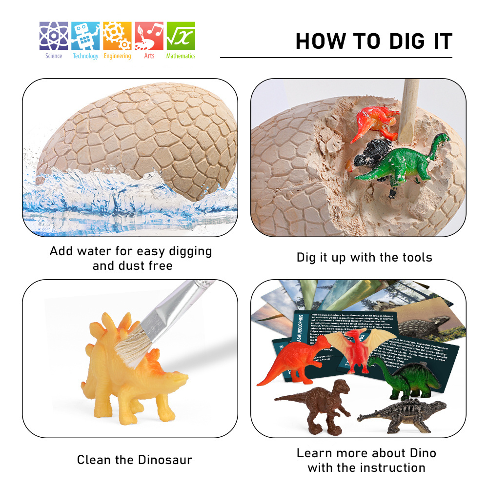 CPC Educational Stem New Product Kid Gifts Intelligence Development Jumbo Dino Egg Toy Dinosaur Eggs Fossil Dig Kit