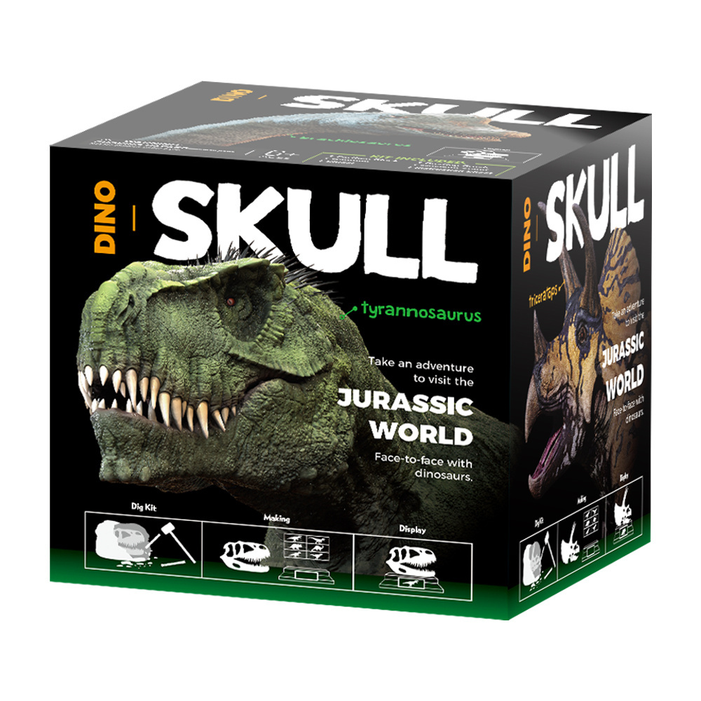 kid educational toy stem intelligence development toy set 6 assorted dinosaur skull excavation kit skull dig kit