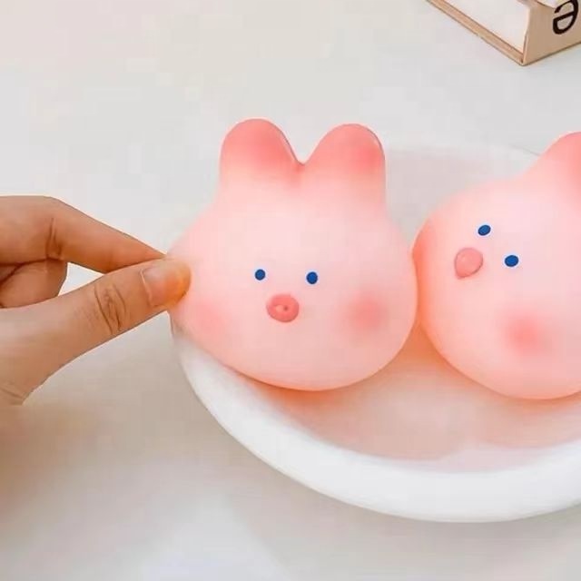 New Design Kawaii Anti Stress Stretchy Animal Squeeze Squishy Flour Ball rabbit Pig Fidget Toy For Kids And Adult