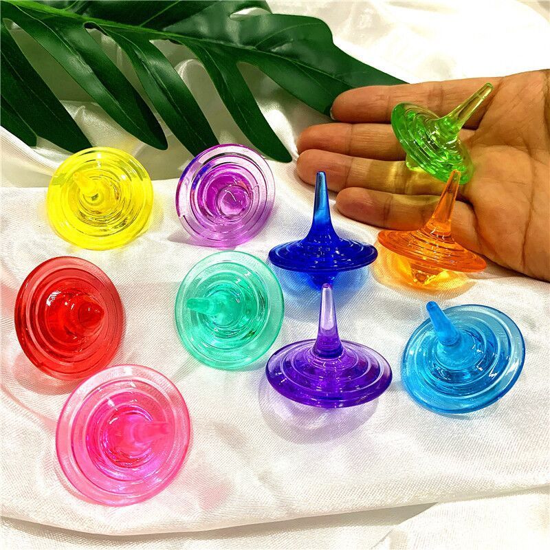 Newest Pop Kids Children Boys Girls Acrylic Spinner Gyro 5cm 2 Inch Surprise Egg Capsule Toy Colorful Crystal Spinning Top Toy