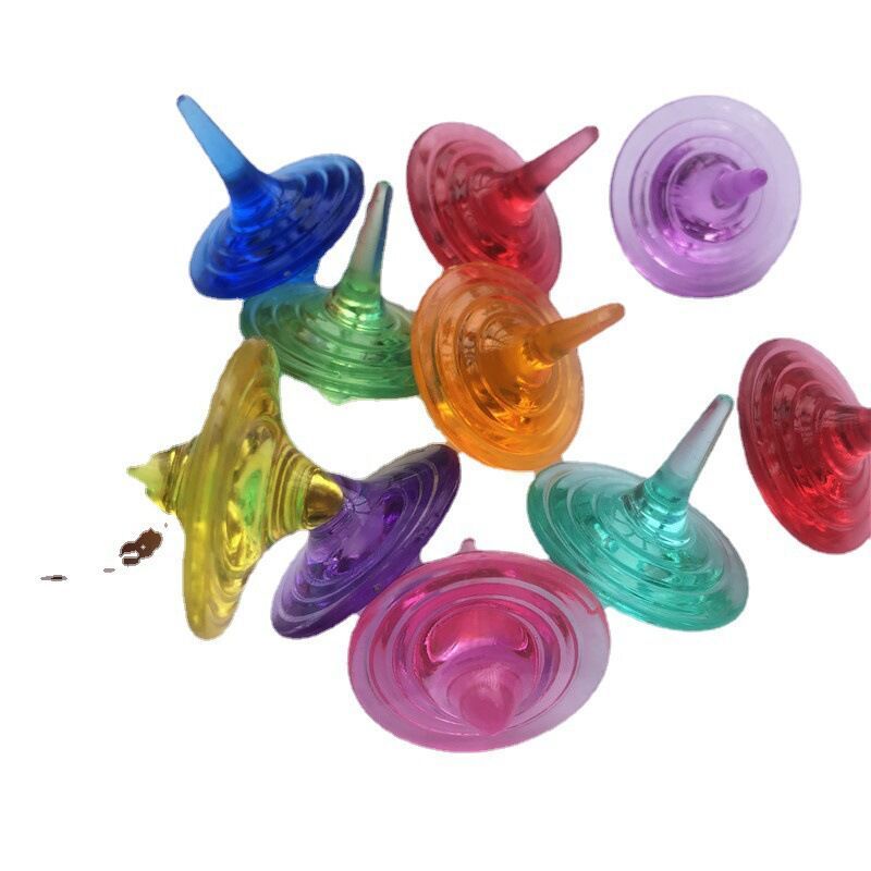 Newest Pop Kids Children Boys Girls Acrylic Spinner Gyro 5cm 2 Inch Surprise Egg Capsule Toy Colorful Crystal Spinning Top Toy