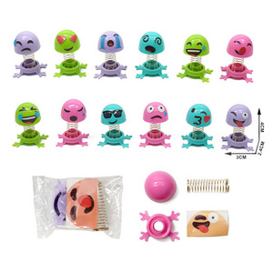 Mini Head Shake Auto Accessories Car Decoration Plastic Capsule Toy Spring Jumping Toys Bouncy for Kids Toys