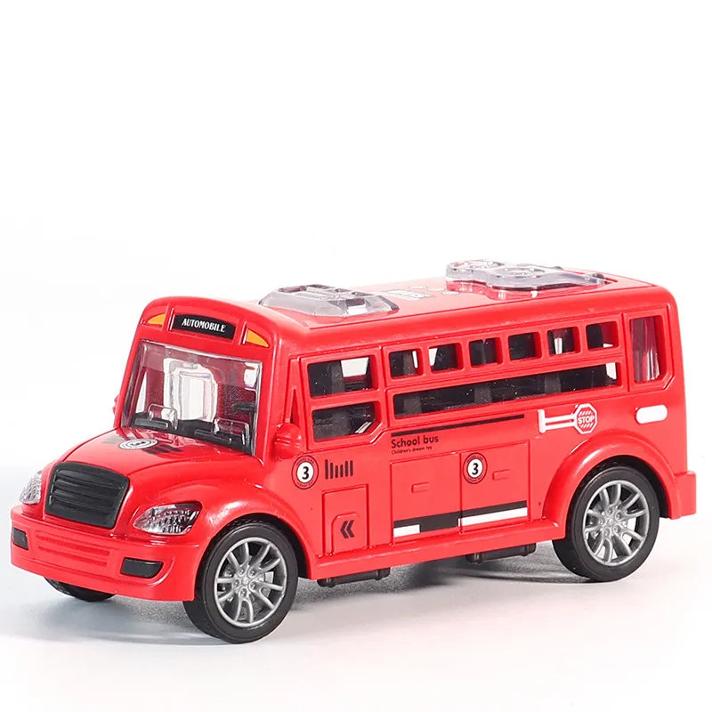 Plastic Toy Truck Friction Powered Musical School Bus Preschool Toy Bus For Kids with Music and Light