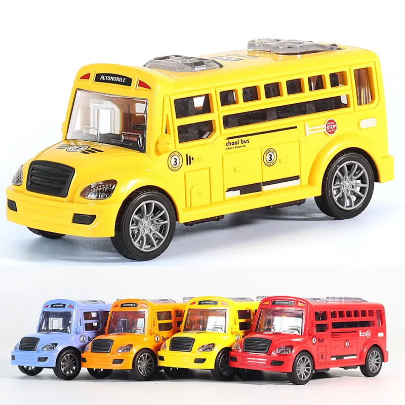 Plastic Toy Truck Friction Powered Musical School Bus Preschool Toy Bus For Kids with Music and Light