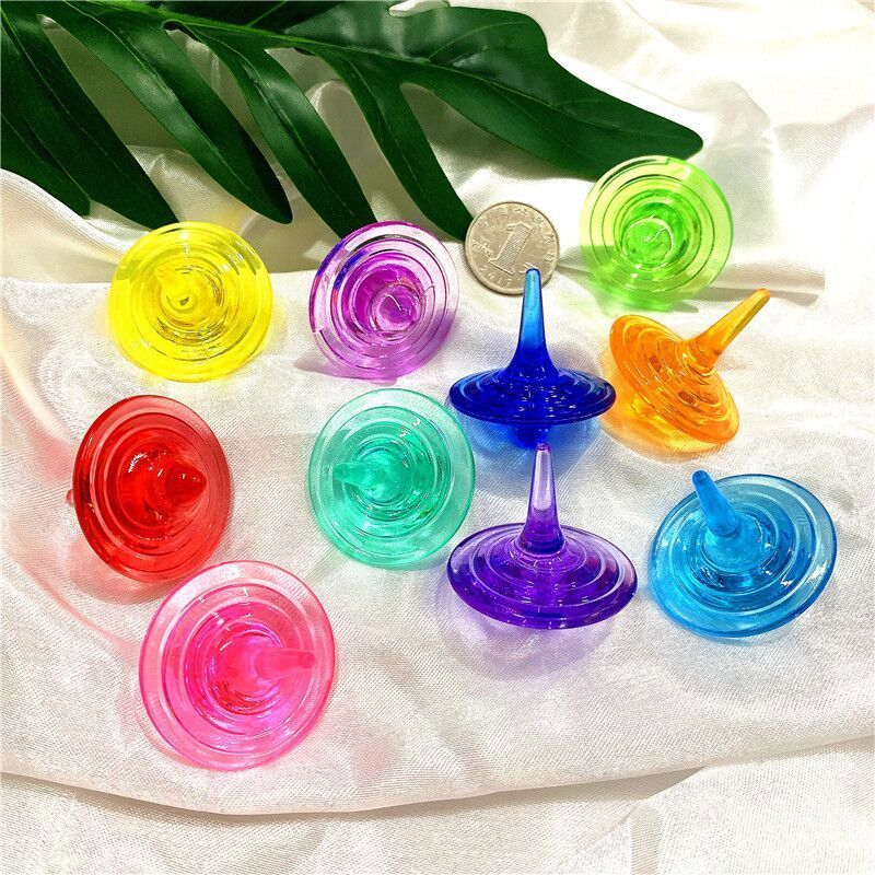 Newest Pop Kids Children Boys Girls Acrylic Spinner Gyro 5cm 2 Inch Surprise Egg Capsule Toy Colorful Crystal Spinning Top Toy