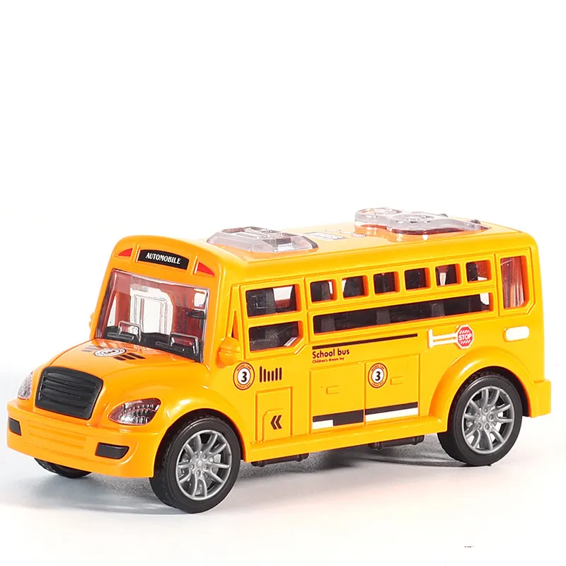 Plastic Toy Truck Friction Powered Musical School Bus Preschool Toy Bus For Kids with Music and Light