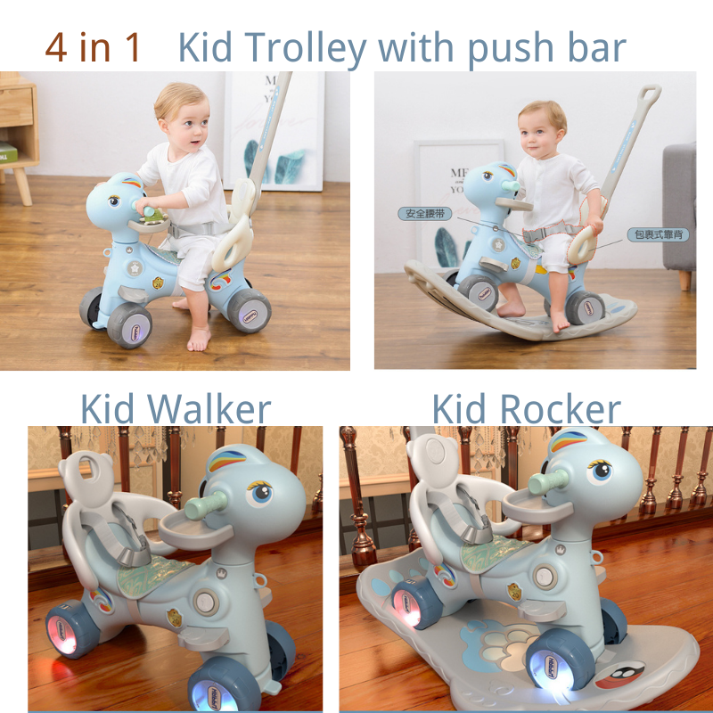 2In1 Lovely Multi Function Baby Kid Animal Rocking Horse Toy Multifunctional Child Unicorn Plastic Rocking Horse With Wheel