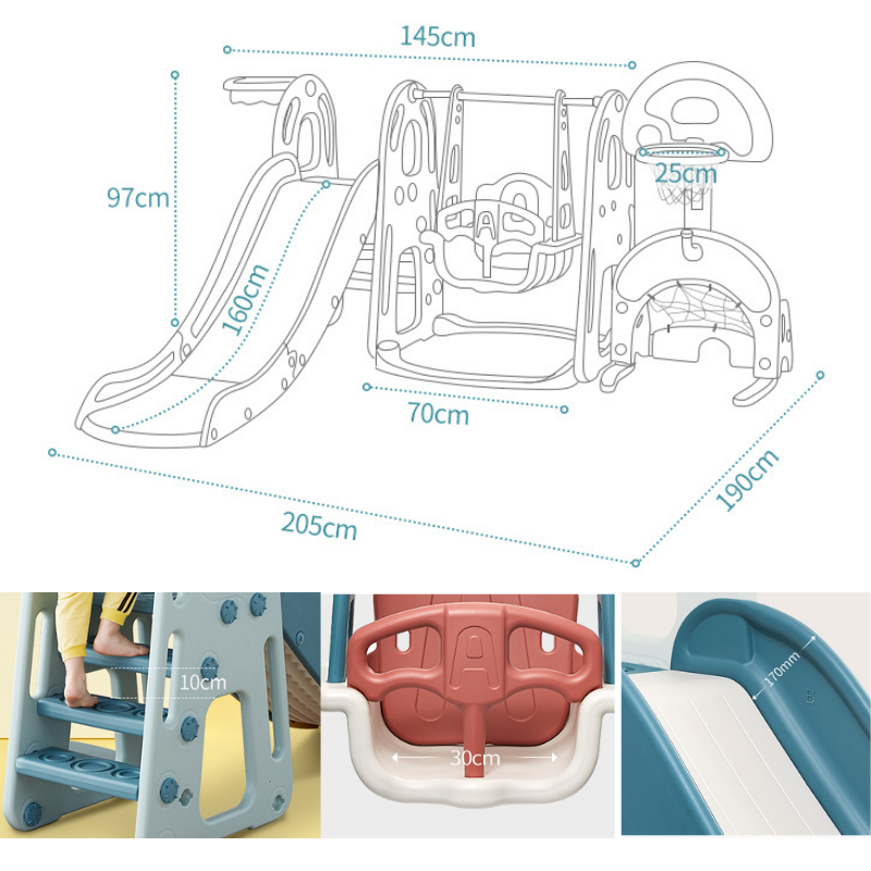 4 In 1 3 In 1 Toddler Combine Multi Playground Child Plastic Baby Swing And Slide Set For Kid