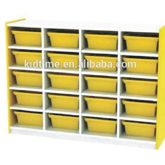 High quality kindergarten 16 bin storage wooden kids shoe cabinet