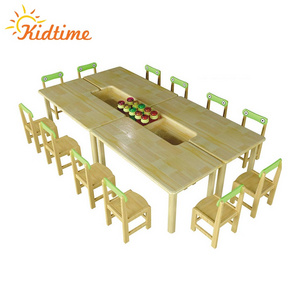 Kindergarten furniture activity children solid wood art preschool chairs and tables