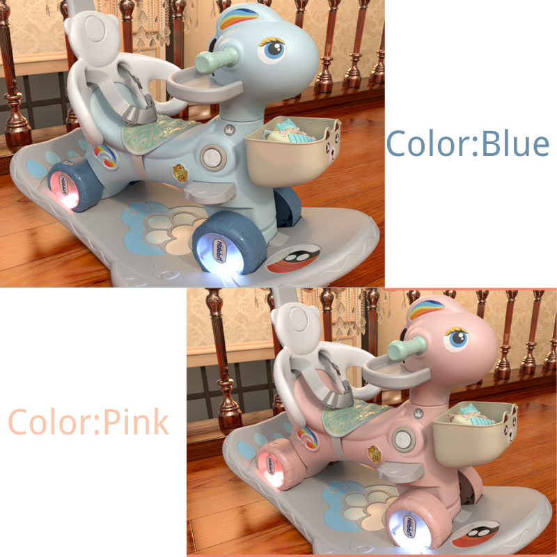 2In1 Lovely Multi Function Baby Kid Animal Rocking Horse Toy Multifunctional Child Unicorn Plastic Rocking Horse With Wheel