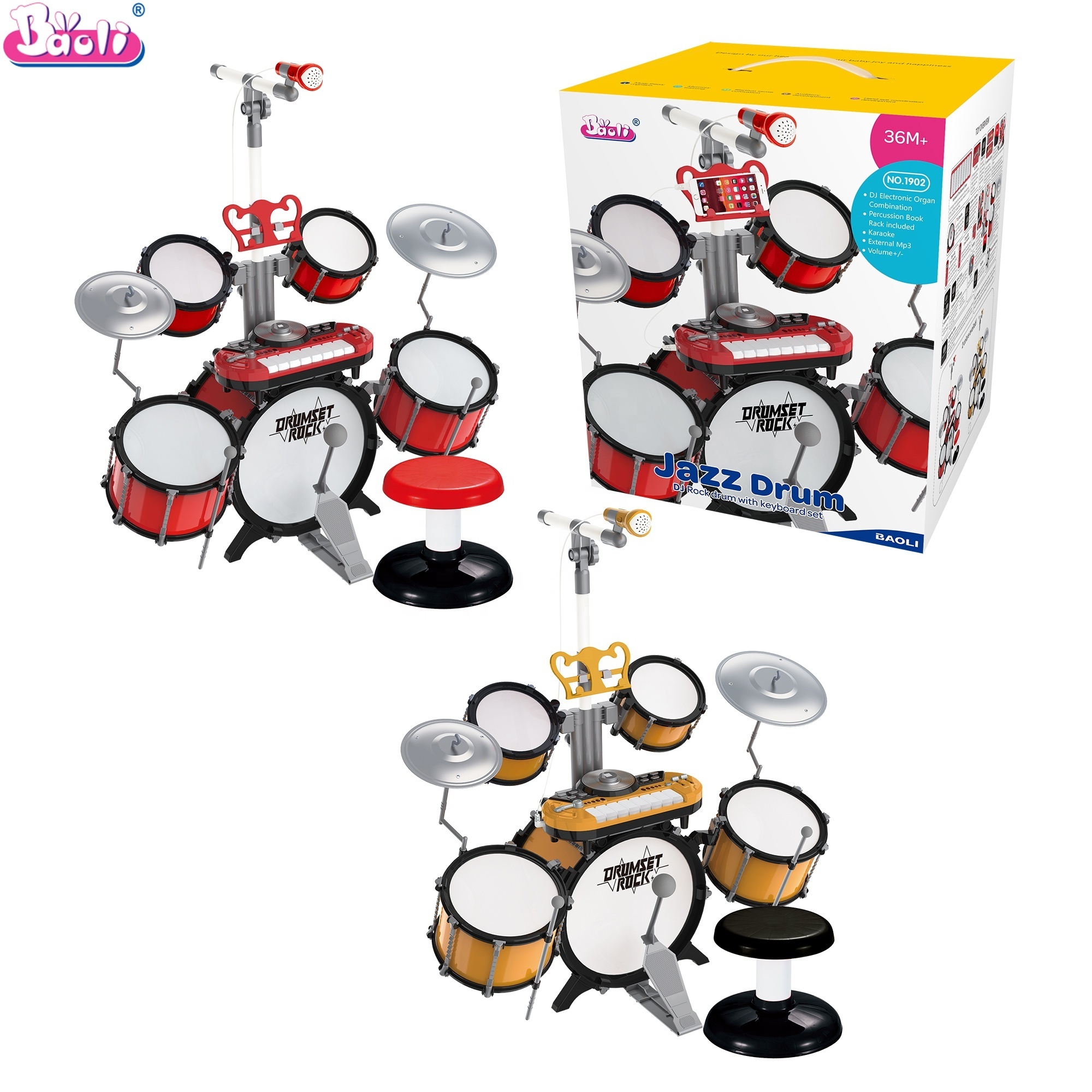 Musical Instrument with Keyboard & Built-in Rhythms and DJ Sounds for Kids and Boys Jazz Drum Set Toy