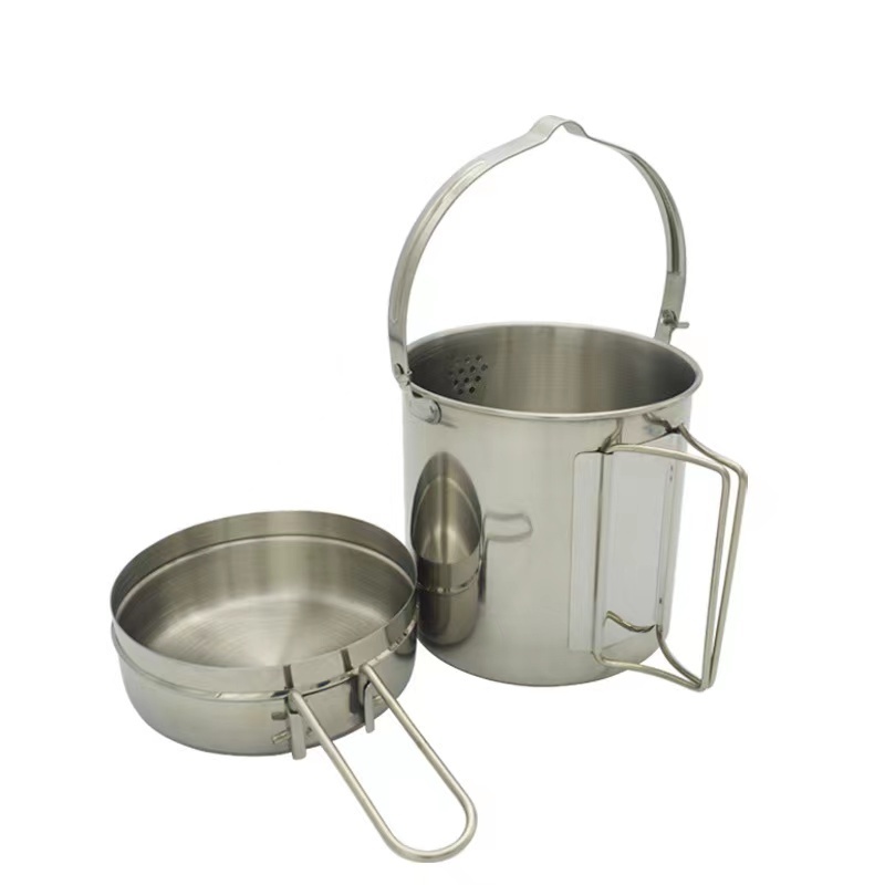 New Design pan tea kettle set with handled lightweight anodized aluminum portable outdoor camping cookware set