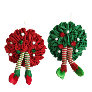 factory direct santa elf hanging ornament christmas elf pose leg hanging wreath christmas decoration