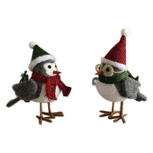 factory direct table decoration xmas tree brid cute small bird with glasses for christmas holiday gift