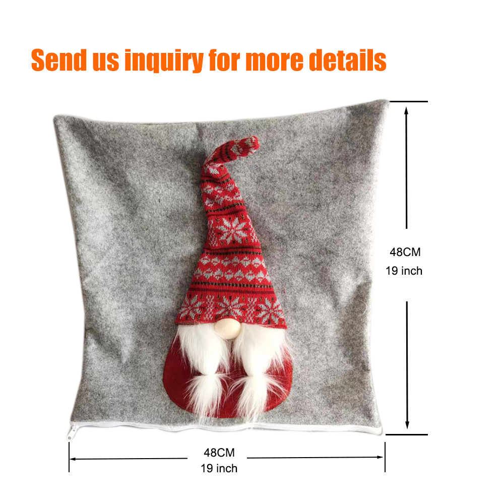 2022 christmas decoration supplies xmas home decoration plush gnome handmade fabric long beard santa gnome cushion