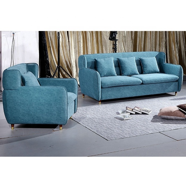 Blue color 12 3 seater modern couch living room fabric sofa