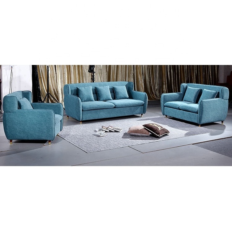 Blue color 12 3 seater modern couch living room fabric sofa