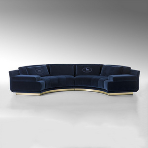 European Nordic style semicircle sofas upholstery fabric blue velvet couch living room canape modern half round circle sofa