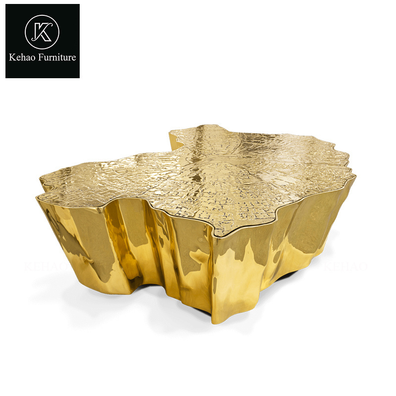 luxury unique design Eden Gold Center Table nordic design golden stainless steel tree trunk coffee tables for hotel