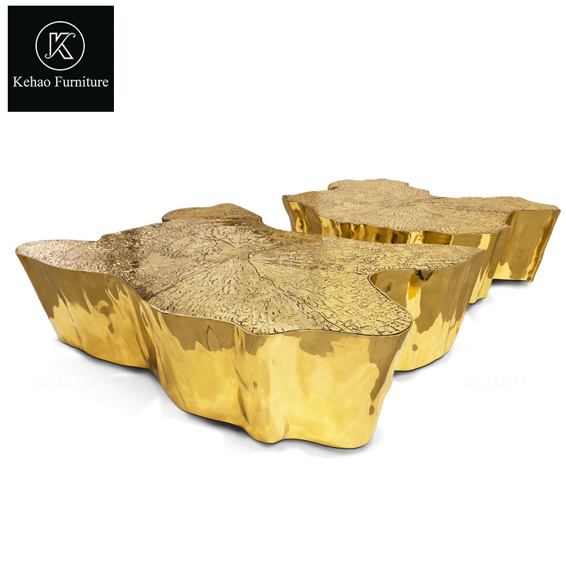 luxury unique design Eden Gold Center Table nordic design golden stainless steel tree trunk coffee tables for hotel