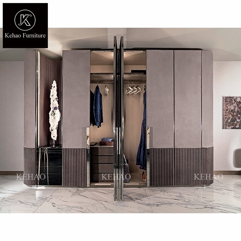 High quality closet design wardrobe manufactures direct luxury leather wardrobe combination 7 door wardrobes bedroom furniture