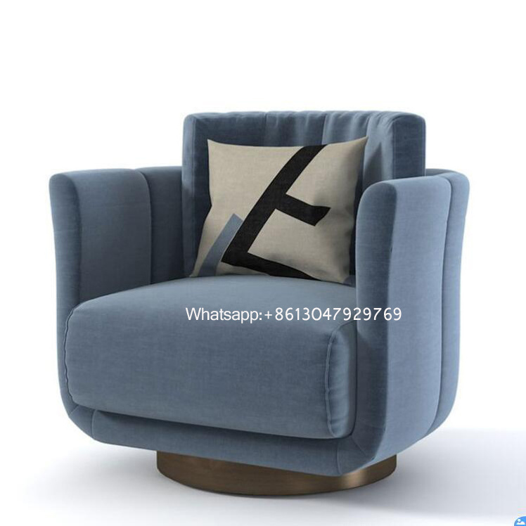 unique designer style leisure chair upholstery swivel chair revolve single seat sofa luxury velvet armchair for hotel lobby