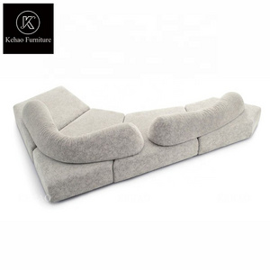 Luxury modern living room fabric curved sofa large family living room irregular couch sofa set custom white comfortable sofa