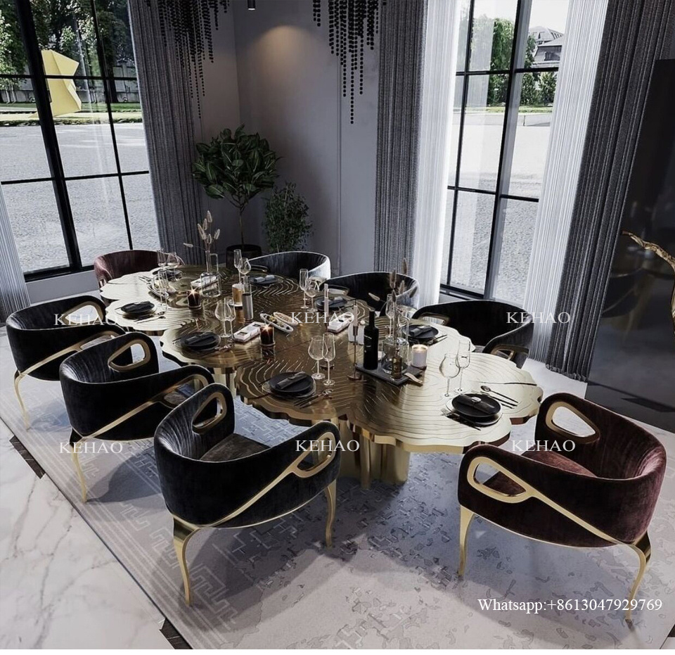 Italian designer luxury custom High End Villa Dining Room Large 12 14 Seater Black Marble Top Restaurant Dining Table