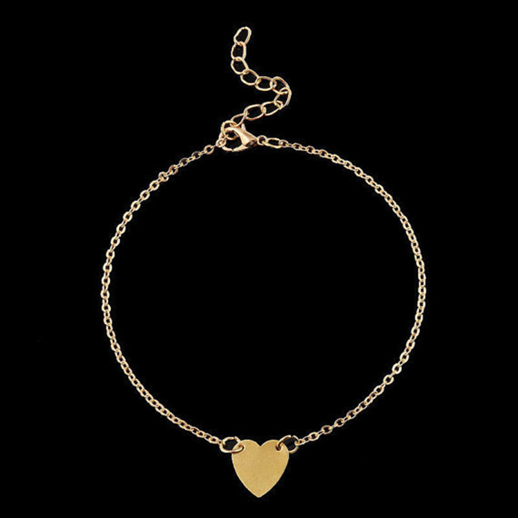 New Fashion Design Zinc Alloy Anklet With Heart Charms Oval Chain For Women Foot Jewelry