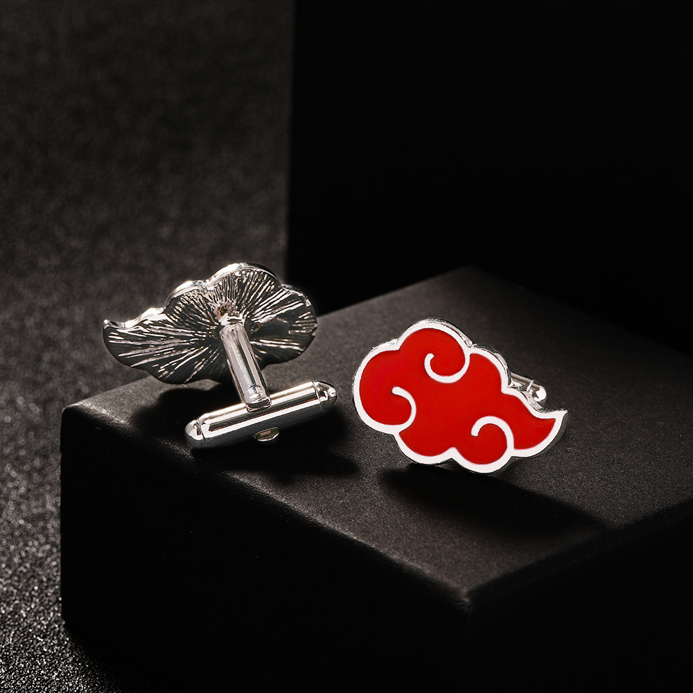 New Design Anime Red Could Cufflinks Fashion Metal Enamel Auspicious Clouds Cuff Links For Men Shirt Custom (MD033)