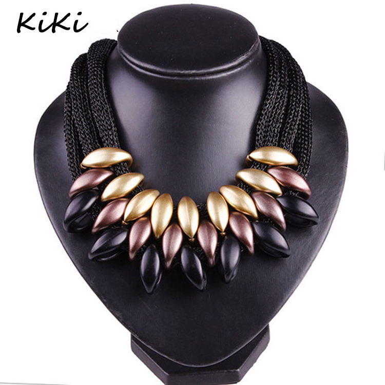 >>>Hot 2017 Ladies fashion necklace choker chunky bib cluster charms costume jewelry woven gauze chain Necklaces