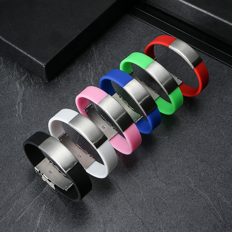 Personalized Stainless Steel Bracelet Blank To Record Metal Bracelets Plate Blanks For Engraving DIY Making Silicone Bracelet