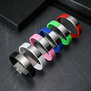 Personalized Stainless Steel Bracelet Blank To Record Metal Bracelets Plate Blanks For Engraving DIY Making Silicone Bracelet