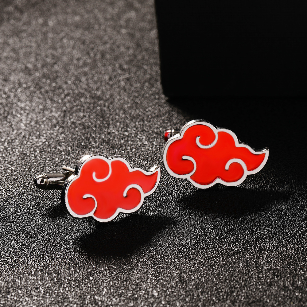 New Design Anime Red Could Cufflinks Fashion Metal Enamel Auspicious Clouds Cuff Links For Men Shirt Custom (MD033)