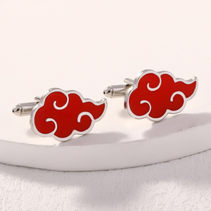 New Design Anime Red Could Cufflinks Fashion Metal Enamel Auspicious Clouds Cuff Links For Men Shirt Custom (MD033)